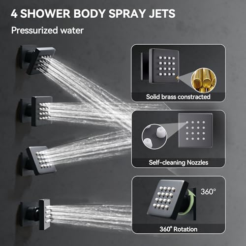 Image of Shower System with Body Jets,4 Way Shower Faucet Set,Matte Black