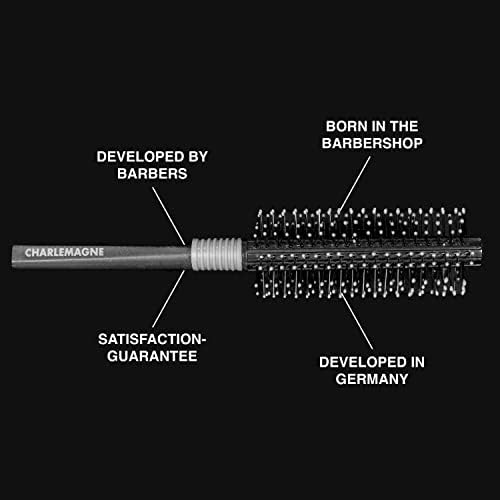 Charlemagne Round Styling Brush - Round Hair Brush Men - Mens Hair Brush Developed by Barbers - Barrel Brush/Blow dry hair brush for styling - Quiff Roller Brush