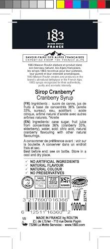 Image of 1883 Green Mint Syrup for Drinks, Made in France, 1 Liter Plastic Bottle (Pack of 2)