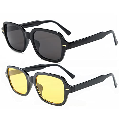 Osagama Retro Vintage Gafas De Sol Para Mujeres Hombres Moda Gafas De Sol Cuadradas De Moda Negro Amarillo Claro Osagama Retro Vintage Gafas De Sol Para Mujeres Hombres Moda Gafas De Sol Cuadradas De Moda Negro Amarillo Claro
