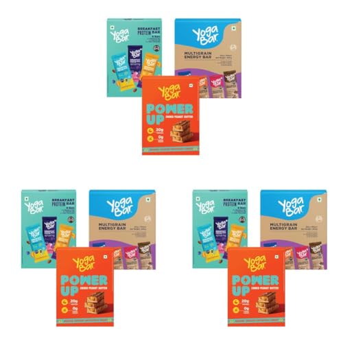 Image of Yogabar Variety Combo Pack, 21 Bars | Power Up 20g Protein Bar x 5 | Breakfast Bars x 6 | Energy Bars x 10 | Ideal for Pre & Post Workout, Protein Snack, Keto Diet, Daily Protein (Pack of 3)