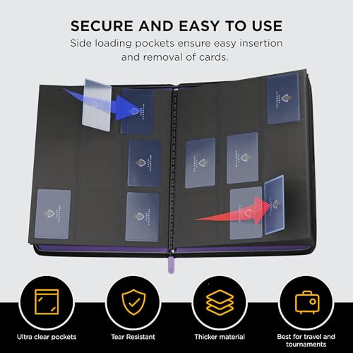 Image of Card Guardian Premium Trading Card Album with Zip - 360 Card Slots - 9-Pocket TCG Binder for Trading Cards, MTG, Yu-Gi-Oh!, One Piece & Sports Cards (Purple)