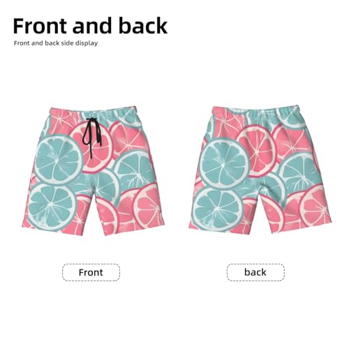 Pink Blue Citrus Slices Youth Beach Pants, Soft and Breathable, with Drawstring Waist, Suitable for Sports and Leisure.2