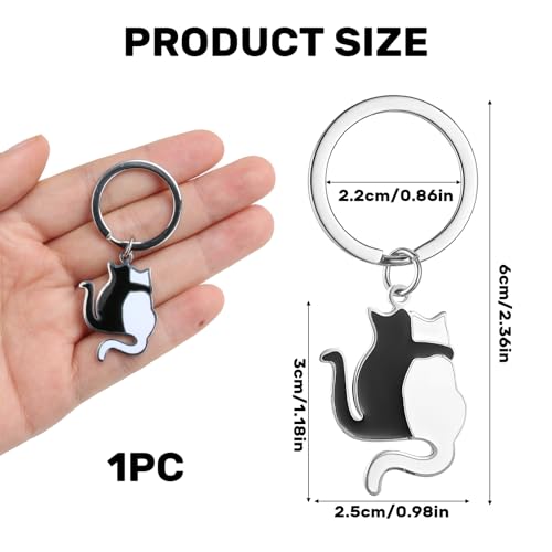 THKO Schlüsselanhänger Katze, Haustier Edelstahl Glücksbringer in Geschenkbox für Frauen und Männer Niedliche Tasche Auto Schlüsselanhänger Schwarze Katze Ideal zum Verschenken