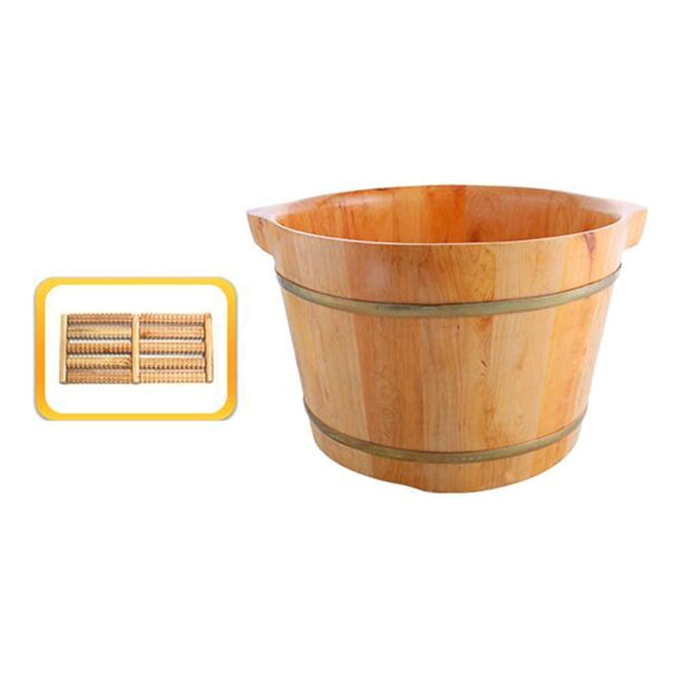 Natürlicher Holz-Fußbadeimer, elektrisches Fußmassagegerät, tragbar, binaural, Fußbadeschüssel, mit Deckel mit Massagegerät, Pediküre-Wanne, Spa-Massage-Fußeimer, ältere Menschen, Kinder, Badezimmer,