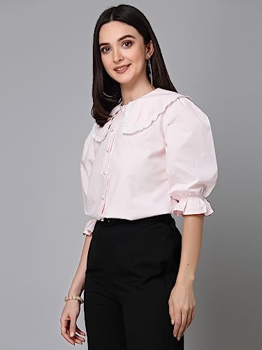 Image of Style Quotient Women Sky Blue Victorian Style Shirt
