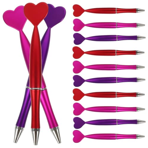 Stylos à bille de cœur rotatifs en plastique ABS pour travail quotidien et écriture