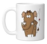 Fishing Mammoth Ceramic Mug, White