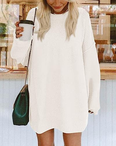Image of BTFBM 2025 Womens Sweaters Casual Crewneck Long Sleeve Oversized Sweater Dress Fall Winter Loose Slouchy Soft Pullover