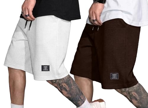 Image of AUSK Men Premium Summer Cargo Shorts Breathable Waffle Knit Fabric Multi Utility Pockets Relaxed Fit Shorts for Mens