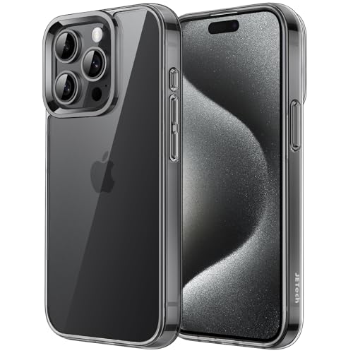 Image of JETech Cover Case for iPhone 15 Pro 6.1-Inch, Non-Yellowing Shockproof Phone Bumper Cover, Anti-Scratch Clear Back (Black)