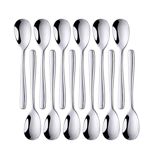 SUNGSENGEUR Teaspoons Set of 12, 13 cm Stainless Steel Table Teaspoon, Tea or Coffee Stirring Spoons, Yogurt Spoon, Dessert Spoon, 5.2