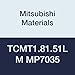 Mitsubishi Materials TCMT1.81.51LM MP7035 PVD Coated Carbide TC Type Positive Turning Insert with Hole, Triangular, 0.016" Corner Radius, 0.219" IC, LM Breaker, 0.094" Thick (Pack of 10)