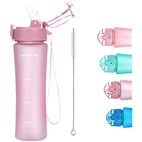 OLDLEY 450ml/15oz Trinkflasche mit Strohhalm Sport Trinkflasche Kinder Kohlensäure Geeignet Trinkflasche Cover