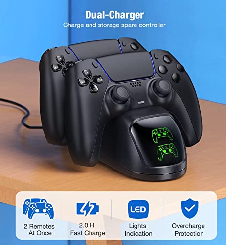 Image of Controller Charging Station for PlayStation 5 Dualsense Controller with Dual Stand Charger Dock, Upgrade Charger for PS5 Accessories Fast Charging Cable, Charging Station Black for PS5 | for PS5 Charger Dock with Dual Stand, for PS5 Charger Accessory with Fast Charge Cable, for Playstation 5 Station, Black