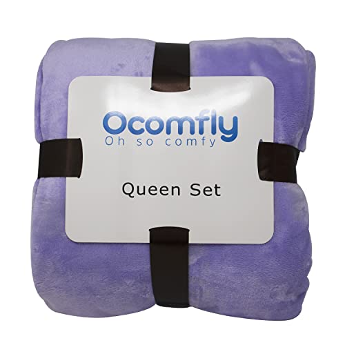 Ocomfly Blanket Sets - Matching Pillow Shams, Supper Comfy, 6 Sizes (Lavender, Queen) #TOP5