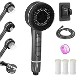 BBWELL Soffione Doccino per Doccia Anticalcare con Filtro, con 1.5m Tubo Doccetta, 4 Modi Funzione alta Pressione Shower Head Risparmio Idrico, Grigio