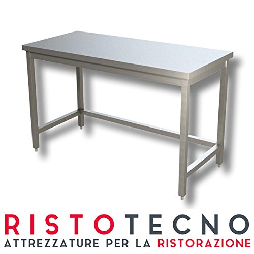Tavolo inox senza ripiano di fondo, senza alzatina posteriore. Dim.cm. 120x60x85H.