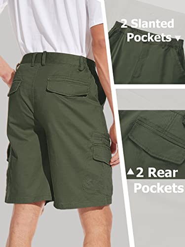 Tacvasen Men's Flat Shorts With Pocket Classic-Fit Casual Cotton Golf Shorts Army Green, 40 #TOP4