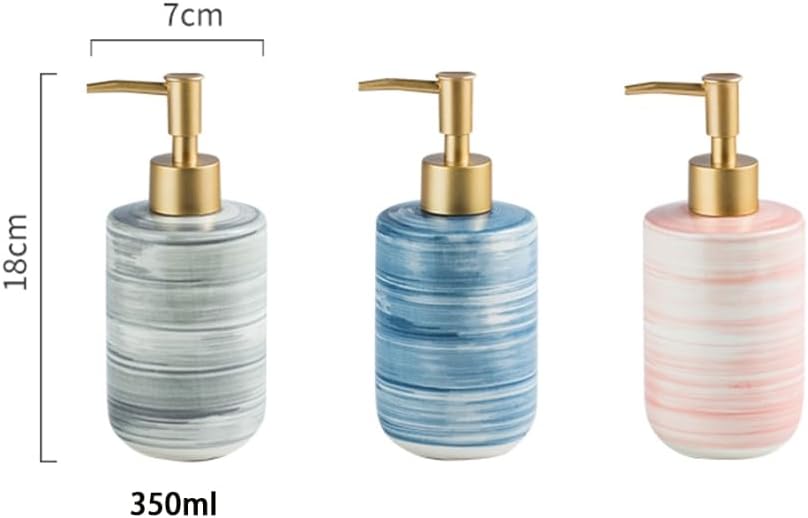 Simple Ceramic Soap Dispenser/350ml,Lotion Bottle,soap Pump Dispenser,Empty Pump Dispenser Bottles,Bathroom Accessories (Blue 350ml)