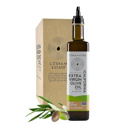 Cobram Estate Mild 100% California Extra Virgin Olive Oil, First Cold Pressed, Non-GMO, Keto Friendly, High in Antioxidants, Sweet & Mellow, 375ml Bottle