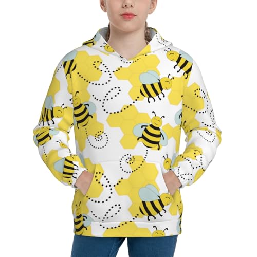 Cheerful Bumble Bees Kids Pullover Hoodies Boys Sweatshirts Girls Athletic Clothes with Pocket1