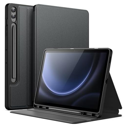 JETech Capa para Samsung Galaxy Tab S9 FE+ / S9 FE Plus 12,4 Polegadas com S Pen Suporte de Lápis, Suporte Fólio Slim Tampa Protetora Mesa, Ângulo de Visão Dupla (Preto)