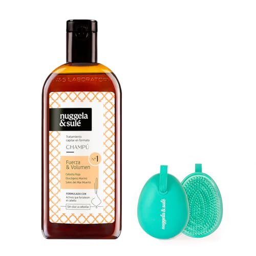 Nuggela & Sulé Pack Champú Nº1 Fuerza & Volumen, Frena la Caída del Cabello 1 x 250ml + 1 Tangle Tamer Brush Turquesa, Cepillo que Desenreda el Cabello de Forma Eficaz, Sin Tirones ni Roturas
