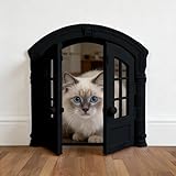 Cat Door Interior Door, Universal Indoor Lockable Interior Cat Door for Bedroom Laundry Bathroom, Easy DIY Installation for Average-Sized Cats (Black)