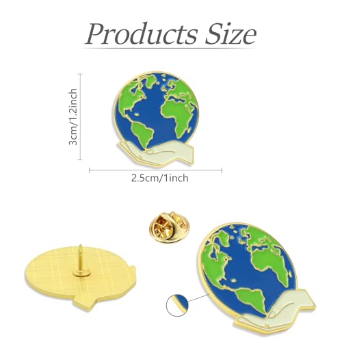 Image of Pack of 50 Earth Pin Bulk -Metal Hat Men Women Earth Day Gifts Mini Beautiful Watercolor Planet Cute Style Badge Brooch For Green Campaigners