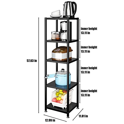Taglines Kitchen Storage Rack, 5-Tier Heavy Duty Standing Baker's Rack Crack Shelving Unit Storage Shelf, Gap Storage Rack For Kitchens Living Room Office(L12.99 Xw11.89 Xh57.63) #TOP1