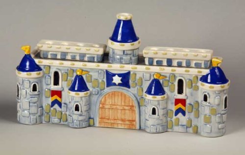 Israel Giftware Design Ceramic Royal Castle Menorah Color: Blue