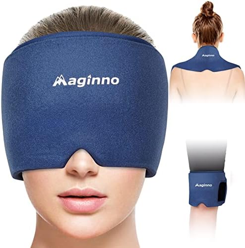 Migraine Headache Ice Hat,Headache Relief Cap,Headache Migraine Relief Cap Stretchable Adjustable Flexible Gel Cold Compressed Natural Therapy Reusable Ice Pack for Head,Eyes,Legs,Neck (Navy)