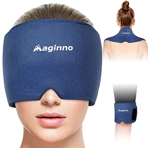 Migraine Headache Ice Hat,Headache Relief Cap,Headache Migraine Relief Cap Stretchable Adjustable Flexible Gel Cold Compressed Natural Therapy Reusable Ice Pack For Head,Eyes,Legs,Neck (Navy) #TOP13