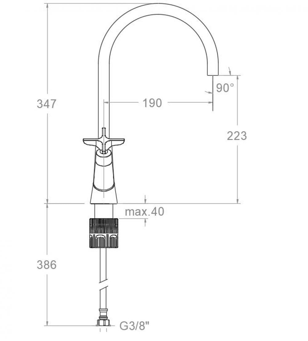 RAMON SOLER 910102NM ADAGIO Grifo Bimando de Lavabo Caño Giratorio 190mm Negro Mate