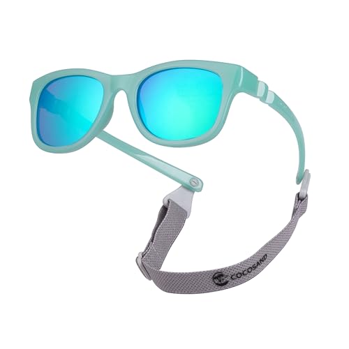 Image of COCOSAND Baby Sunglasses with Strap UV Protection Flexible Square Frame for 0-12 Months Newborn Infant Boys Girls