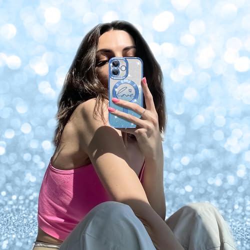Image of ZIYE Magnetic Case Designed for iPhone 17 Glitter Case-Blue