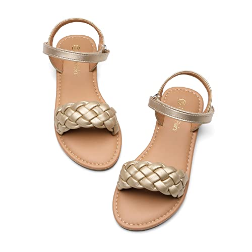 Image of DREAM PAIRS Girls Sandals Classic Open Toe Braided Flat Sandals Summer Dress Shoes