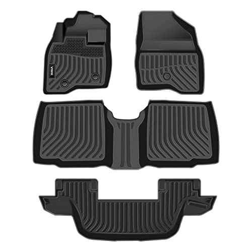 VIWIK Floor Mats for 2015 2016 2017 2018 2019 Explorer Without 2nd Row Center Console, Car Mats All Weather Custom Floor Liners 1st 2nd 3rd Row Front & Rear, Automotive Floor Mats TPE Black