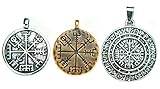 Ann Claridge 3pcs Vegvisir Medallion, Icelandic Magical Stave Pendants, Viking Charms Vegvísir Runic Compass 3 Pieces Mixed Set