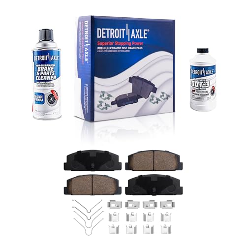 Image of Detroit Axle - Rear Brake Pads for 03-05 Mazda 6, 03 Protege, 89-95 RX-7, Ceramic Brake Pads w /Hardware 1989 1990 1991 1993 1994 1995 2003 2004 2005 Replacement