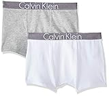 Classic Calvin Klein Branding Calvin Klein Jungen 2 Pack Trunk Boxershorts, Mehrfarbig (1 Grey Heather/ 1 White 033), 128 (Herstellergröße: 8-10)