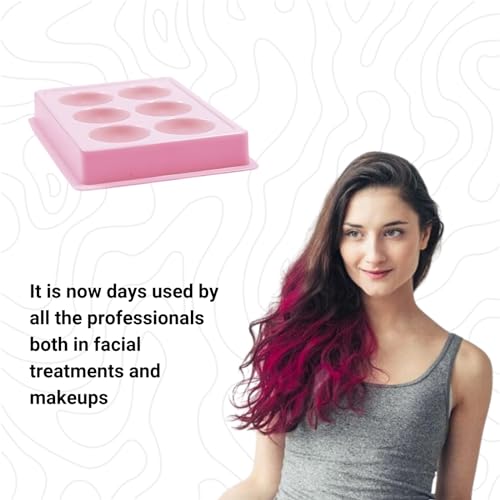 Image of 6 Cup Facial Tray for Facial Mask, Professional Washable Stain Proof Heavy Plastic Plate, Facial Makeup Cosmetic Tool, BabyPink (pack of 1)