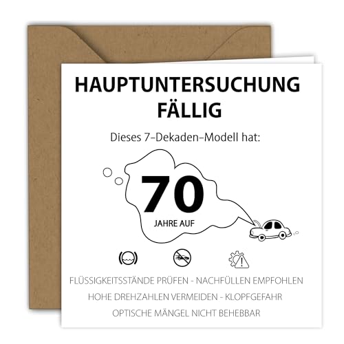 Geburtstagskarte – Hauptuntersuchung fällig! | Klappkarte (15 x 15 cm) – mit Kraft Umschlag – Innen blanko