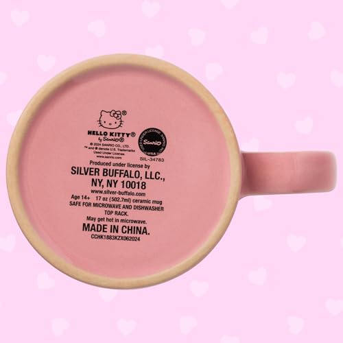 Silver Buffalo Sanrio Hello Kitty Halloween Frankenstein Wax Resist Ceramic Pottery Mug, 17 Ounces