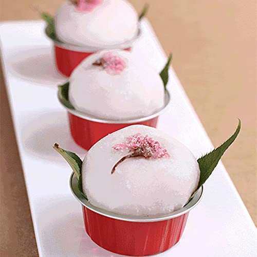 Deayou 100 Pack Aluminum Foil Ramekins With Lids, 5Oz Muffin Cupcake Baking Liners Cups, 3" Round Disposable Recyclable Tart Pie Tin Pan Holder For Pudding, Party, Wedding, Oven Freezer Safe, Red #TOP7