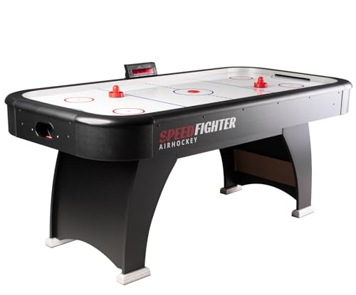 Bandito Airhockey SpeedFighter, Turniergröße, Spielfläche mit High-Speed Luftgebläse, Stabiler robuster Speed-Hockeytisch, Tolle Optik, Soundeffekte, LED Toranzeige, 182x91 cm, 50 kg