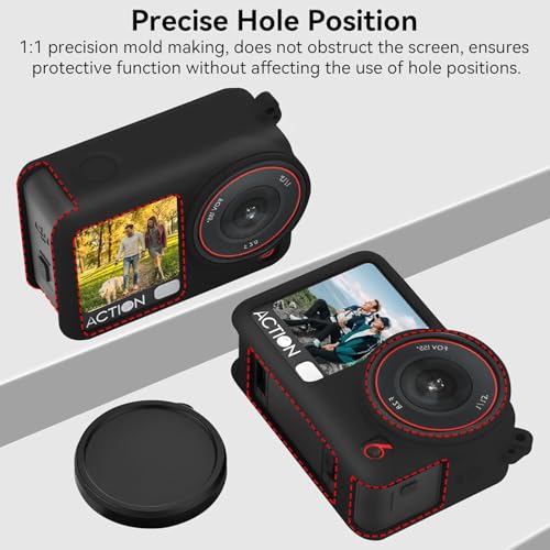 Image of M.G.R.J Silicone Protective Case Cover for DJI Osmo Action 6 Action Camera, Silicone Sleeve with Lanyard & Lens Cap (Black)