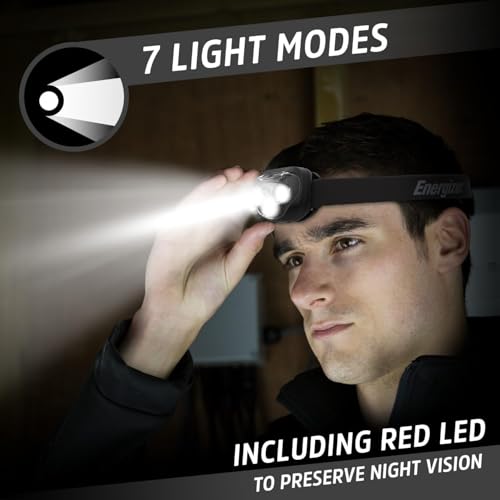 Image of Energizer LED Headlamp PRO (2-Pack), IPX4 Water Resistant Head Light | Hands-free light, camping headlamps for indoor and outdoor use, 260 lumens, head lights for forehead, 3 modes
