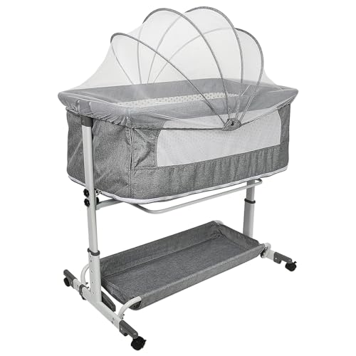 Mengda Cuna Cododo, Cuna De Bebé Con Colchón Y Mosquitera, Cama De Viaje Con Ruedas, Altura Ajustable 74-90 Cm B Gris Mengda Cuna Cododo, Cuna De Bebé Con Colchón Y Mosquitera, Cama De Viaje Con Ruedas, Altura Ajustable 74-90 Cm B Gris